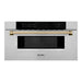 ZLINE Autograph Bronze Package - 48 in. Rangetop, 48 in. Range Hood, Dishwasher, Refrigerator with External Water and Ice Dispenser, Microwave Drawer, Wall Oven