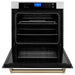 ZLINE Autograph Bronze Package - 48 in. Rangetop, 48 in. Range Hood, Dishwasher, Refrigerator with External Water and Ice Dispenser, Microwave Oven, Wall Oven