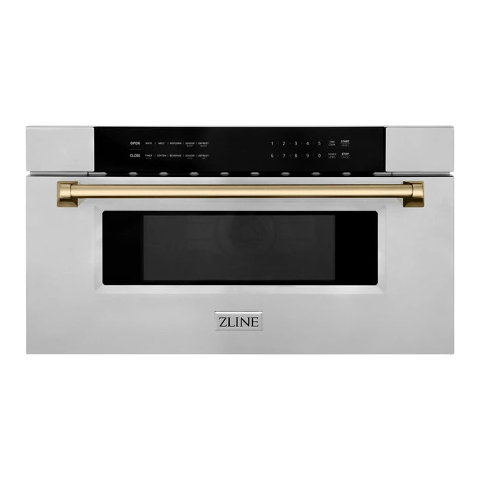 ZLINE Kitchen Appliance Packages ZLINE Autograph Bronze Package - 48" Rangetop, 48" Range Hood, Dishwasher, Built-In Refrigerator, Microwave Drawer