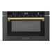 ZLINE Autograph Edition 24" 1.2 cu. ft. Built-in Microwave Drawer in Black Stainless Steel and Gold Accents, MWDZ-1-BS-H-G