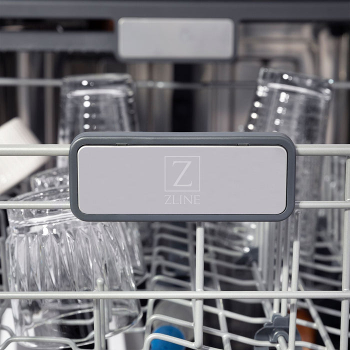 ZLINE Dishwashers ZLINE Autograph Edition 24 In. 3rd Rack Top Touch Control Tall Tub Dishwasher in Black Stainless Steel with Gold Handle, DWMTZ-BS-24-G