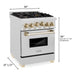 ZLINE Ranges ZLINE Autograph Edition 24 in. Range with Gas Burner and Gas Oven in DuraSnow® Stainless Steel with Gold Accents, RGSZ-SN-24-G