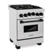 ZLINE Ranges ZLINE Autograph Edition 24 in. Range with Gas Burner and Gas Oven in DuraSnow® Stainless Steel with Matte Black Accents, RGSZ-SN-24-MB