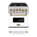 ZLINE Ranges ZLINE Autograph Edition 24 in. Range with Gas Burner and Gas Oven in DuraSnow® Stainless Steel with White Matte Door and Gold Accents, RGSZ-WM-24-CB