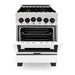 ZLINE Autograph Edition 24 in. Range with Gas Burner and Gas Oven in DuraSnow® Stainless Steel with White Matte Door and Matte Black Accents, RGSZ-WM-24-MB