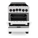 ZLINE Ranges ZLINE Autograph Edition 24 in. Range with Gas Burner and Gas Oven in DuraSnow® Stainless Steel with White Matte Door and Matte Black Accents, RGSZ-WM-24-MB