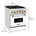 ZLINE Ranges ZLINE Autograph Edition 24 in. Range with Gas Burner and Gas Oven in Stainless Steel with White Matte Door and Gold Accents, RGZ-WM-24-G