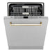 ZLINE Autograph Edition 24 in. Tall Dishwasher, Touch Control in DuraSnow® Stainless Steel with Gold Handle, DWMTZ-SN-24-G