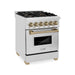 ZLINE Autograph Edition 24-Inch 2.8 cu. ft. Dual Fuel Range with Gas Stove and Electric Oven in Stainless Steel with Champagne Bronze Accents (RAZ-24-CB)