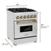 ZLINE Autograph Edition 24-Inch 2.8 cu. ft. Dual Fuel Range with Gas Stove and Electric Oven in Stainless Steel with Champagne Bronze Accents (RAZ-24-CB)