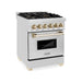 ZLINE Autograph Edition 24-Inch 2.8 cu. ft. Dual Fuel Range with Gas Stove and Electric Oven in Stainless Steel with Gold Accents (RAZ-24-G)