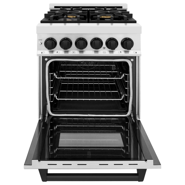 ZLINE Autograph Edition 24-Inch 2.8 cu. ft. Dual Fuel Range with Gas Stove and Electric Oven in Stainless Steel with Matte Black Accents (RAZ-24-MB)