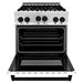 ZLINE Autograph Edition 30 in. 4.0 cu. ft. Gas Range In Stainless Steel with White Matte Door and Matte Black Accents RGZ-WM-30-MB