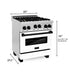 ZLINE Autograph Edition 30 in. 4.0 cu. ft. Gas Range In Stainless Steel with White Matte Door and Matte Black Accents RGZ-WM-30-MB