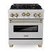 ZLINE Autograph Edition 30 in. 4.0 cu. ft. Range with Gas Burner and Gas Oven In DuraSnow Stainless Steel with Champagne Bronze Accents RGSZ-SN-30-CB