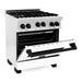 ZLINE Autograph Edition 30 in. 4.0 cu. ft. Range with Gas Stove and Gas Oven In DuraSnow with White Matte Door and Matte Black Accents RGSZ-WM-30-MB