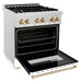 ZLINE Autograph Edition 30 in. Range with Gas Burner and Electric Oven In DuraSnow Stainless Steel with White Matte Door and Gold Accents RASZ-WM-30-G