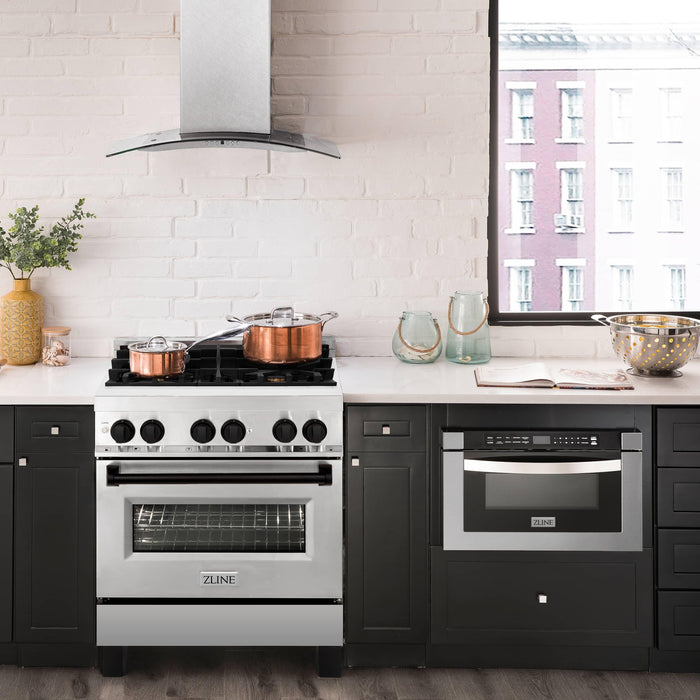 ZLINE Ranges ZLINE Autograph Edition 30-Inch 4.0 cu. ft. Dual Fuel Range with Gas Stove and Electric Oven in Stainless Steel with Matte Black Accents (RAZ-30-MB)