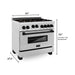 ZLINE Ranges ZLINE Autograph Edition 36 in. 4.6 cu. ft. Range with Gas Burner and Gas Oven In DuraSnow with Matte Black Accents RGSZ-SN-36-MB