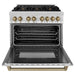 ZLINE Ranges ZLINE Autograph Edition 36 In. 4.6 cu. ft. Range with Gas Stove and Electric Oven In Stainless Steel with Champagne Bronze Accent RAZ-36-CB