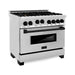 ZLINE Autograph Edition 36 in. 4.6 cu. ft. Range with Gas Stove and Gas Oven In Stainless Steel with Matte Black Accents RGZ-36-MB