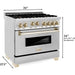 ZLINE Autograph Edition 36 in. Gas Range In Stainless Steel with Champagne Bronze Accents RGZ-36-CB