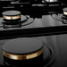 ZLINE Autograph Edition 36 in. Porcelain Rangetop with 6 Gas Burners In Stainless Steel and Matte Black Accents RTZ-36-MB