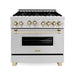 ZLINE Autograph Edition 36 in. Range with Gas Burner and Gas Oven In DuraSnow with Gold Accents RGSZ-SN-36-G