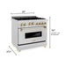 ZLINE Autograph Edition 36 in. Range with Gas Burner and Gas Oven In DuraSnow with Gold Accents RGSZ-SN-36-G