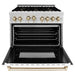 ZLINE Autograph Edition 36 in. Range with Gas Burner and Gas Oven Range In DuraSnow with White Matte Door and Gold Accents RGSZ-WM-36-G