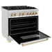 ZLINE Autograph Edition 36 In. Range with Gas Stove and Electric Oven in Stainless Steel with Gold Accent RAZ-36-G