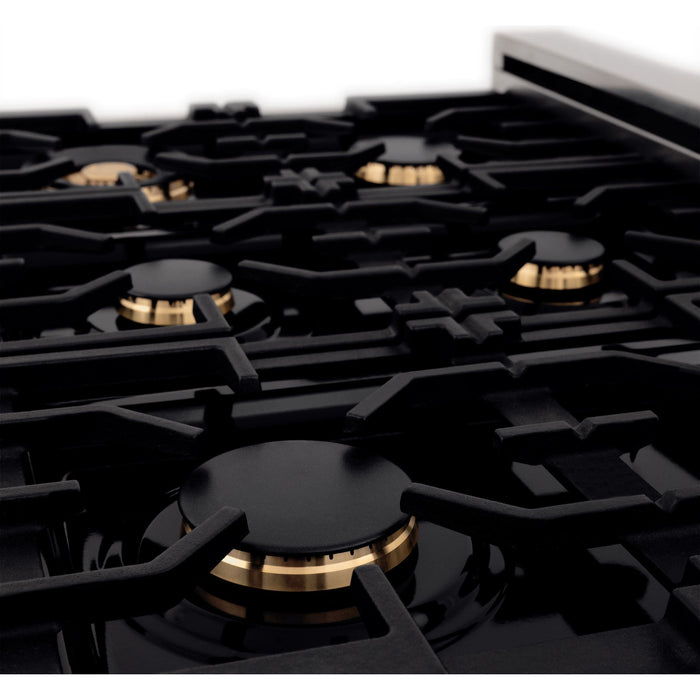 ZLINE Autograph Edition 36 in. Range with Gas Stove and Gas Oven In Stainless Steel with Gold Accents RGZ-36-G