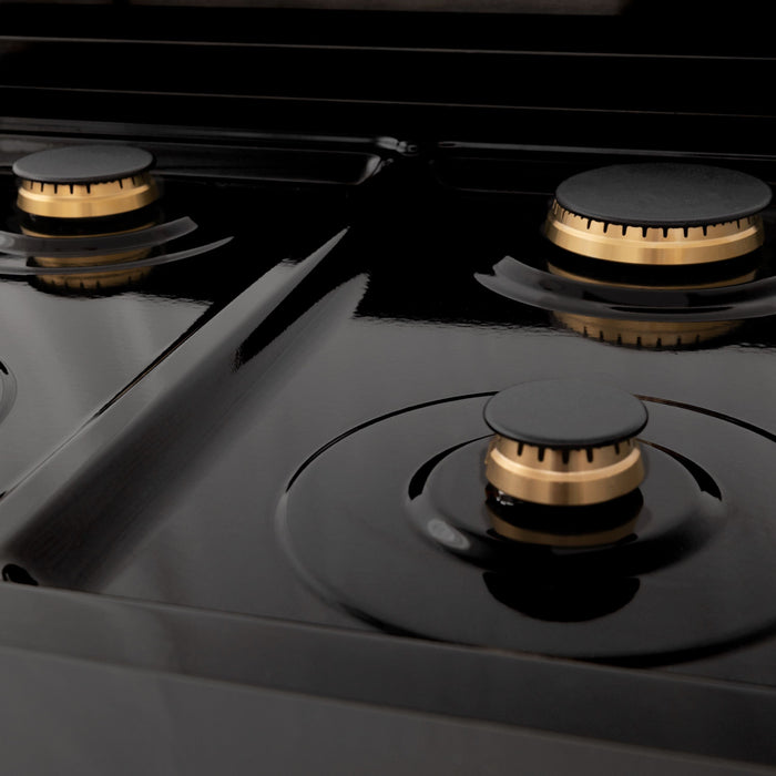 ZLINE Rangetops ZLINE Autograph Edition 36 Inch Gas Rangetop in Black Stainless Steel and Champagne Bronze Accents, RTBZ-36-CB