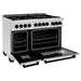 ZLINE Autograph Edition 48 in. 6.0 cu. ft. Dual Fuel Range with Gas Stove and Electric Oven In Stainless Steel with Matte Black Accents RAZ-48-MB