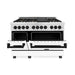 ZLINE Autograph Edition 48 in. 6.0 cu. ft. Range with Gas Stove and Electric Oven In DuraSnow with White Matte Door and Matte Black Accents RASZ-WM-48-MB