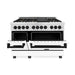 ZLINE Ranges ZLINE Autograph Edition 48 in. 6.0 cu. ft. Range with Gas Stove and Electric Oven In DuraSnow with White Matte Door and Matte Black Accents RASZ-WM-48-MB