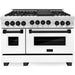 ZLINE Autograph Edition 48 in. Gas Range in DuraSnow® with White Matte Door and Matte Black Accents, RGSZ-WM-48-MB