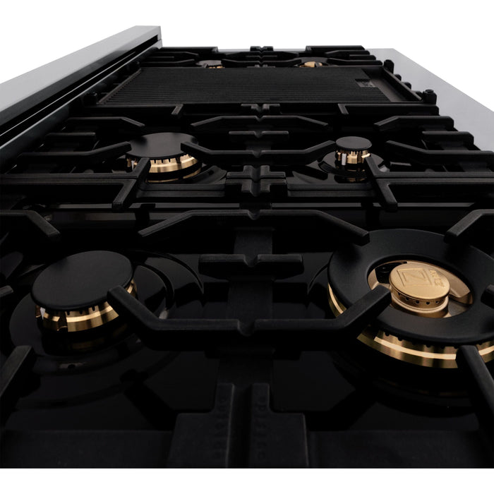 ZLINE Autograph Edition 48 Inch 6.0 cu. ft. Gas Range with White Matte Door and Gold Accents RGZ-WM-48-G