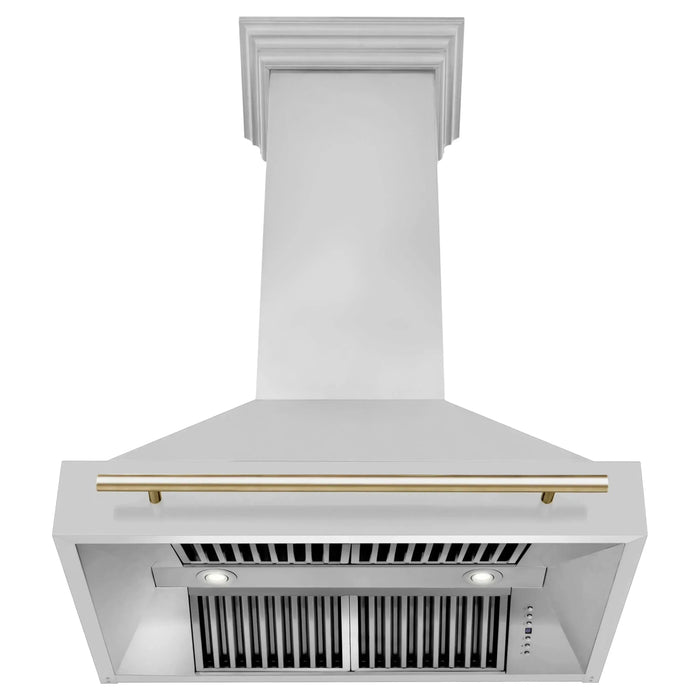 ZLINE Autograph Gold Package - 36 in. Rangetop, 36 in. Range Hood, Dishwasher, Built-In Refrigerator