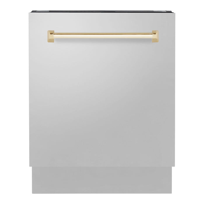 ZLINE Autograph Gold Package - 36 in. Rangetop, 36 in. Range Hood, Dishwasher, Built-In Refrigerator, Microwave Oven