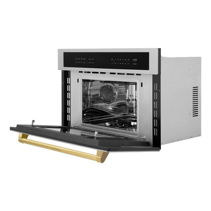 ZLINE Autograph Gold Package - 36 in. Rangetop, 36 in. Range Hood, Dishwasher, Built-In Refrigerator, Microwave Oven