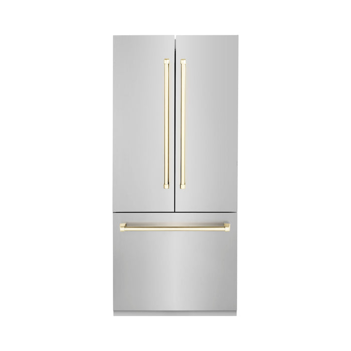 ZLINE Kitchen Appliance Packages ZLINE Autograph Gold Package - 36" Rangetop, 36" Range Hood, Dishwasher, Built-In Refrigerator
