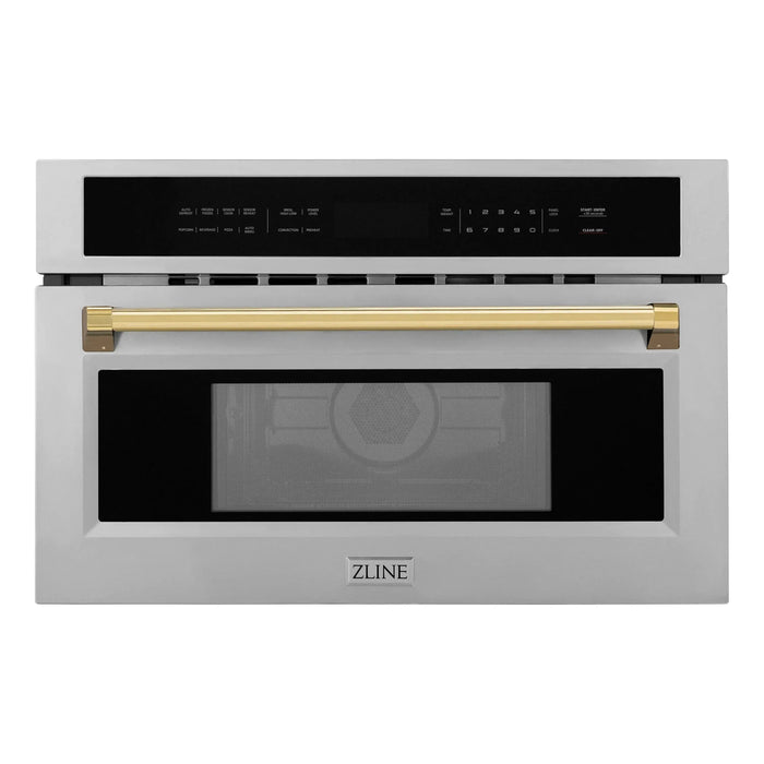 ZLINE Kitchen Appliance Packages ZLINE Autograph Gold Package - 36" Rangetop, 36" Range Hood, Dishwasher, Built-In Refrigerator, Microwave Oven, Wall Oven