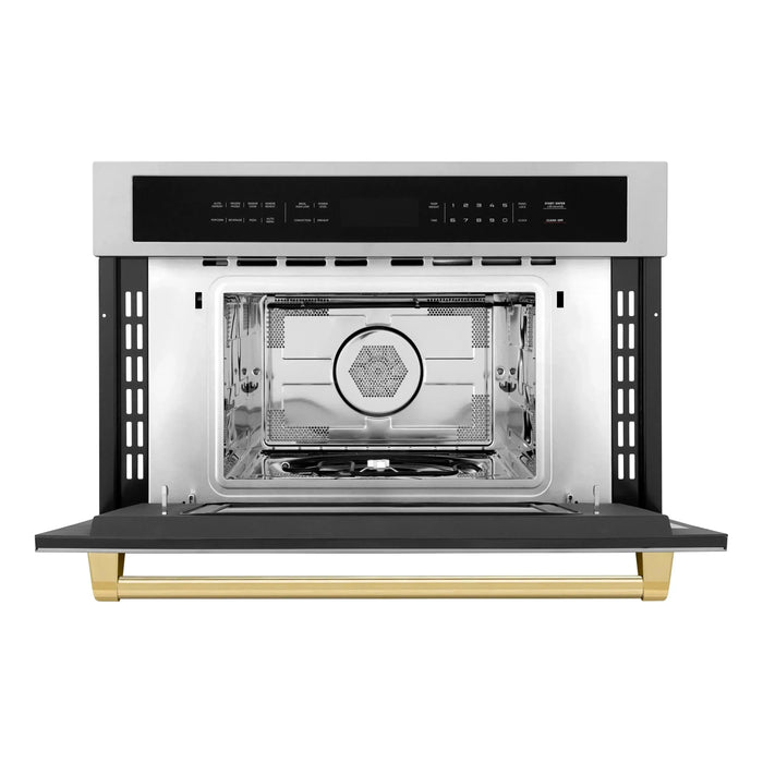 ZLINE Autograph Gold Package - 48 in. Rangetop, 48 in. Range Hood, Dishwasher, Refrigerator, Microwave Oven