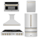 ZLINE Autograph Gold Package - 48 in. Rangetop, 48 in. Range Hood, Dishwasher, Refrigerator, Microwave Oven