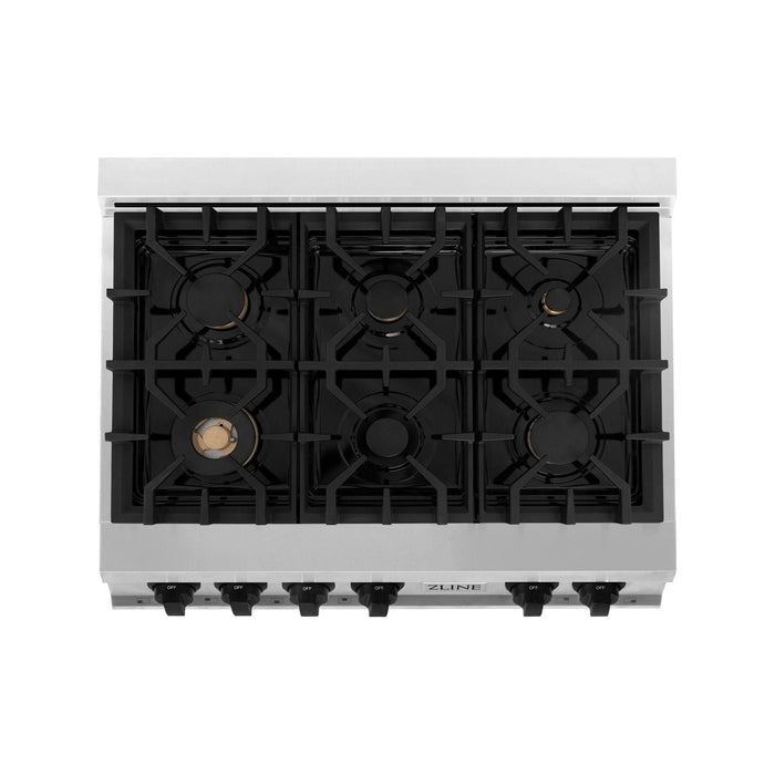 ZLINE Autograph Matte Black Package - 36 in. Rangetop, 36 in. Range Hood, Dishwasher, Built-In Refrigerator