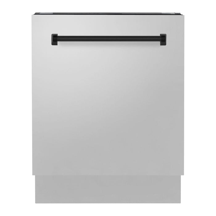 ZLINE Autograph Matte Black Package - 36 in. Rangetop, 36 in. Range Hood, Dishwasher, Built-In Refrigerator, Microwave Drawer