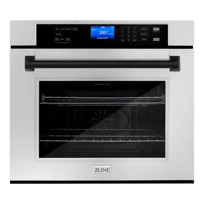 ZLINE Autograph Matte Black Package - 36 in. Rangetop, 36 in. Range Hood, Dishwasher, Refrigerator, Microwave Oven, Wall Oven