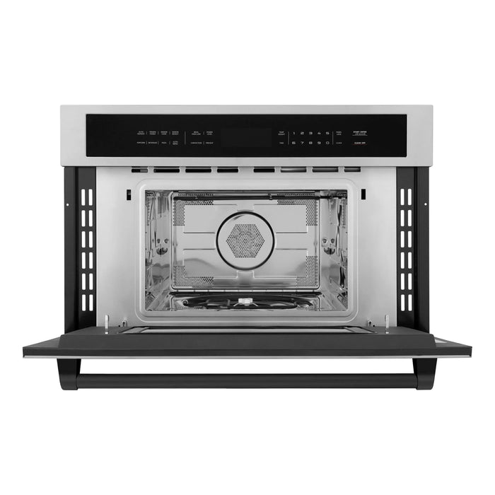 ZLINE Kitchen Appliance Packages ZLINE Autograph Matte Black Package - 36" Rangetop, 36" Range Hood, Dishwasher, Refrigerator with External Water and Ice Dispenser, Microwave Oven, Wall Oven