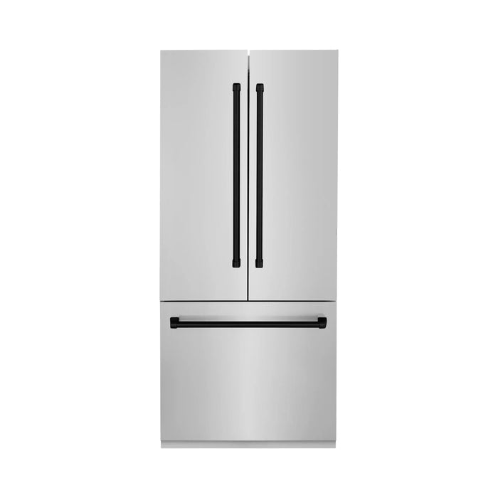 ZLINE Autograph Matte Black Package - 48" Rangetop, 48" Range Hood, Dishwasher, Built-In Refrigerator, Microwave Oven